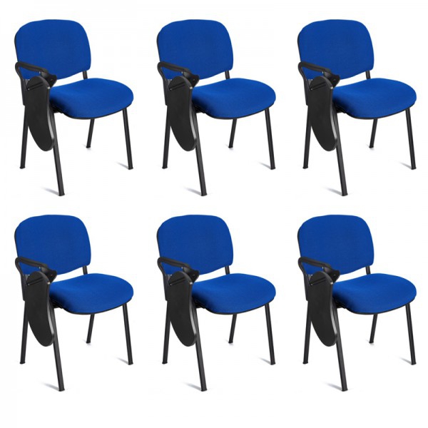 Pack de 6 cadeiras Iso com estrutura epoxy negra e estofado Baly (têxtil) com braço pá diestro